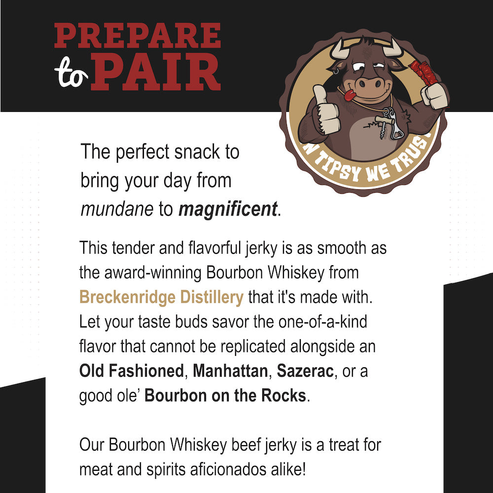 Breckenridge Bourbon Brisket Jerky – Tender, slow-cooked brisket jerky infused with award-winning Colorado Bourbon from Breckenridge Distillery. A bold, flavorful, high-protein snack perfect for whiskey lovers."
