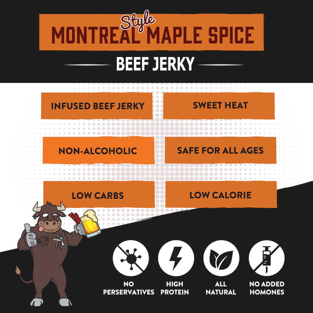 Montreal Maple Spice Lager Beef Jerky 8oz "Growler Bag"