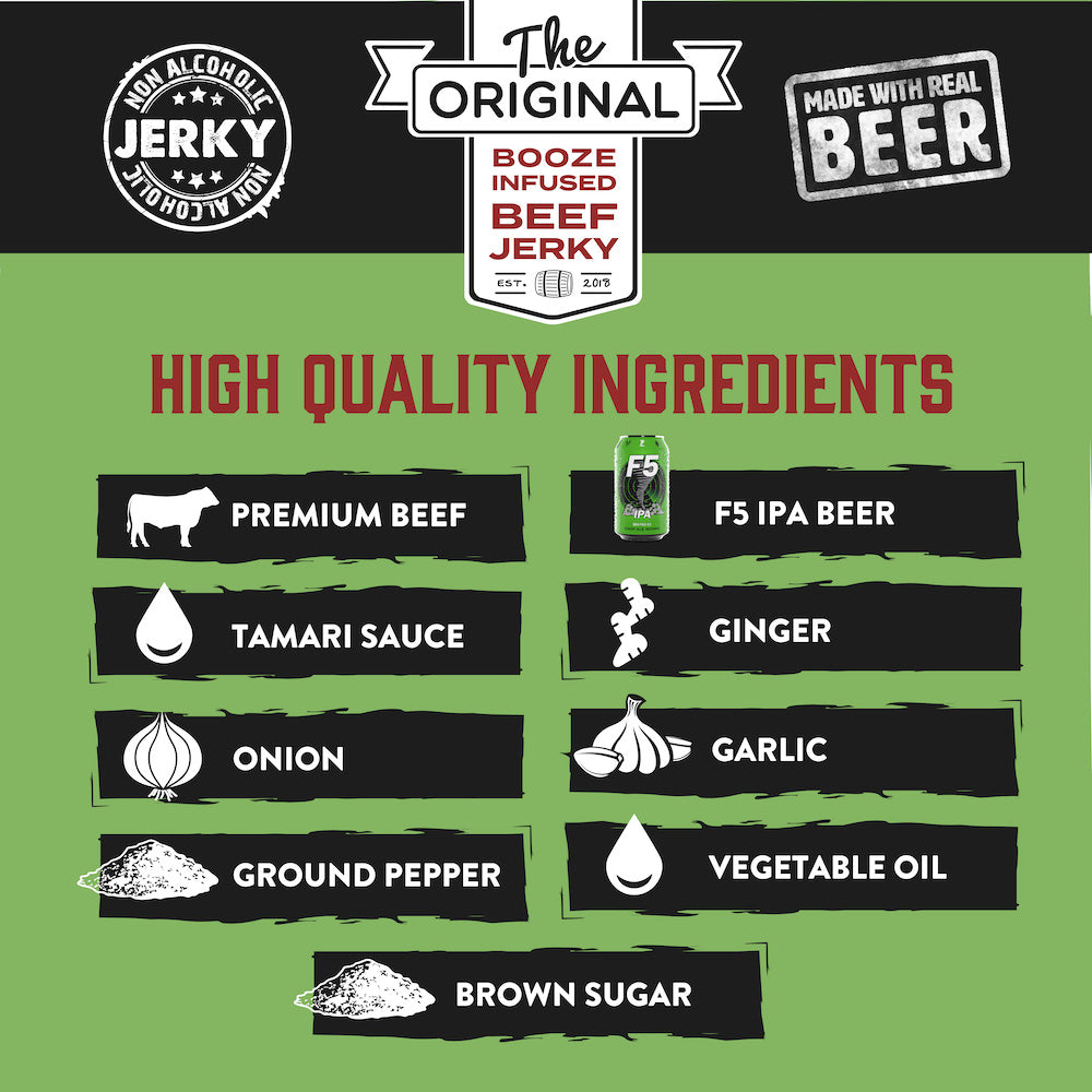 Teriyaki Twister IPA Brisket Jerky – Sweet and savory teriyaki-infused brisket jerky with a bold IPA twist. A tender, high-protein snack perfect for pairing with your favorite craft IPA or pale ale."