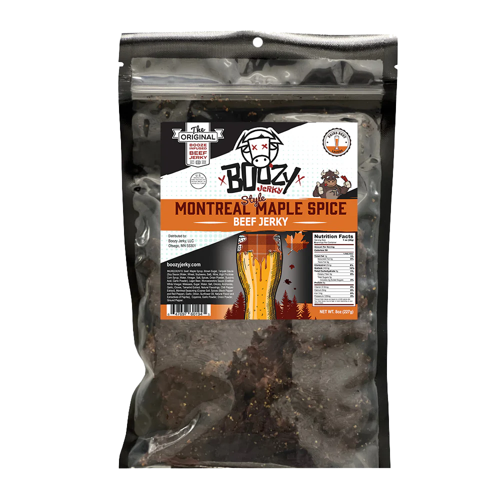 Montreal Maple Spice Lager Beef Jerky 8oz "Growler Bag"