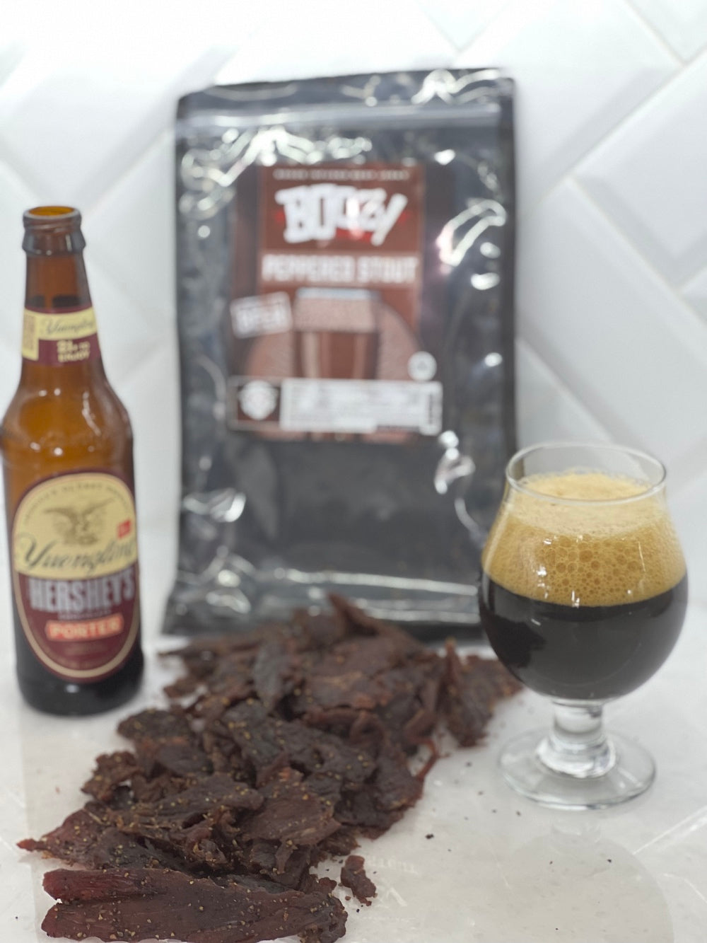 Peppered Stout Beef Jerky - Large 8oz “Growler Bag”