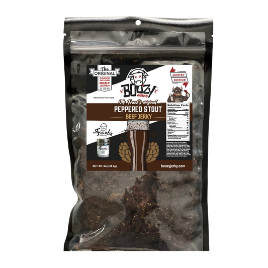 Franks Peppered Stout Jerky - 8oz "Growler Bag"