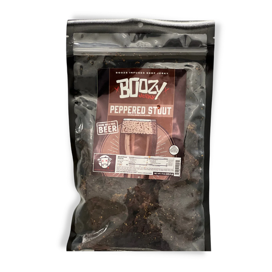 Peppered Stout Brisket Jerky - Large 8oz “Growler Bag”