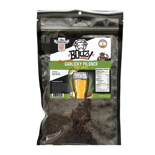 Rosemary Garlicky Pilsner Beef Jerky - "8oz Growler Bag"
